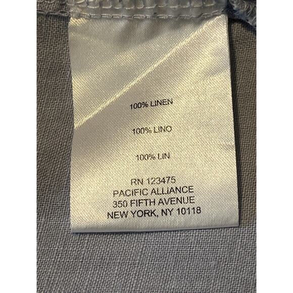 Ellen Tracy Linen Top‎ XL Blue Zip Neck Roll Tab Sleeve 100% Linen Tunic Blouse - Picture 12 of 13